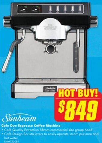 The Good Guys Sunbeam Cafe Duo Espresso Coffee Machine offer
