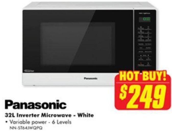 Panasonic 32L Inverter MicrowaveWhite offer at The Good Guys