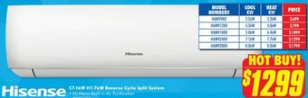 The Good Guys Hisense C7.1kW H7.7kW Reverse Cycle Split System offer
