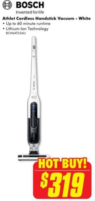The Good Guys Bosch Athlet Cordless Handstick Vacuum-White offer
