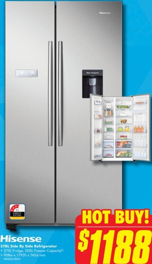 578L Side By Side Refrigerator offer at The Good Guys