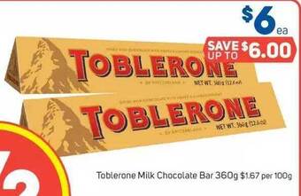 Foodland Toblerone milk chocolate bar offer