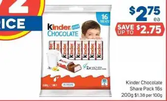 Foodland Kinder chocolate share pack 16s offer