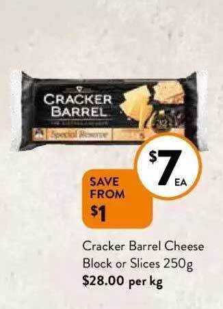 Foodworks Cracker barrel cheese block or slices offer