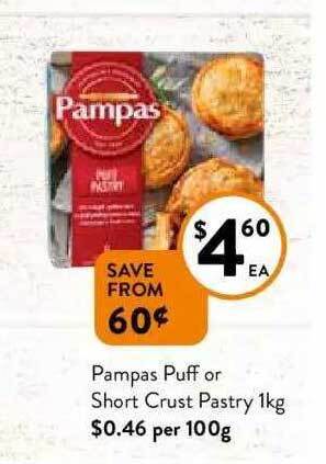Foodworks Pampas puff or short crust pastry offer
