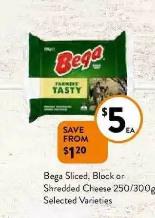 Foodworks Bega sliced, block or shredded cheese offer