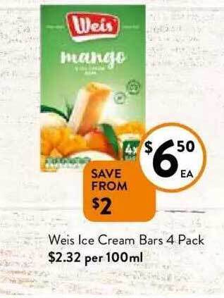 Foodworks Weis ice cream bars offer