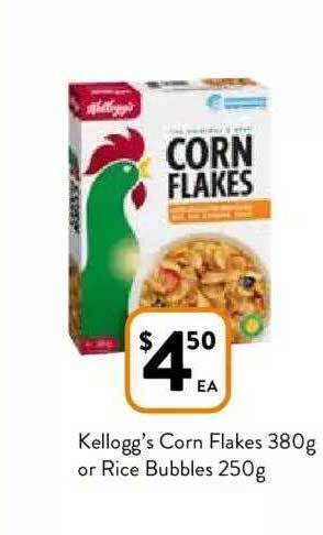 Foodworks Kellogg's corn flakes or rice bubbles offer