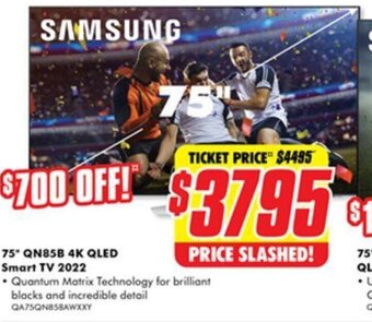 The Good Guys 75" QN85B 4K QLED Smart TV 2022 offer
