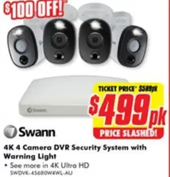 The Good Guys 4K 4 Camera DVR Security System With Warning Light offer