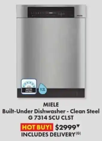 The Good Guys Miele Built-Under Dishwasher-Clean Steel G 7314 SCU CLST offer