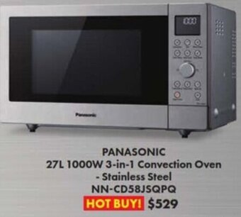 The Good Guys Panasonic 27L 1000W 3-In-1 Convection Oven - Stainless Steel offer