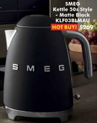 The Good Guys Smeg Kettle 50s Style - Matte Black offer