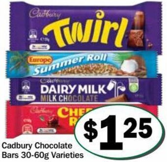 Friendly Grocer Cadbury Chocolate Bars 30-60g Varieties offer