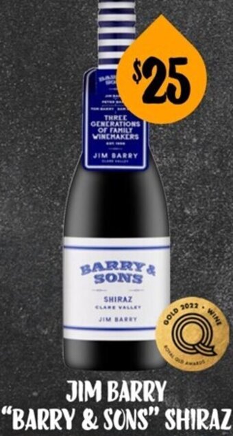 First Choice Liquor Jim Barry "Barry & Sons" Shiraz offer