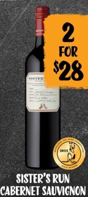 First Choice Liquor Sister's Run Cabernet Sauvignon offer