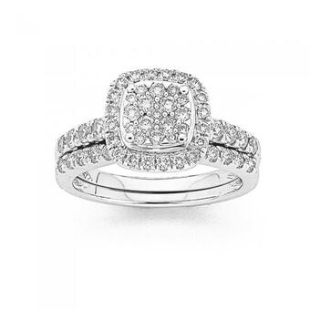 Prouds 18ct white gold diamond bridal ring set offer