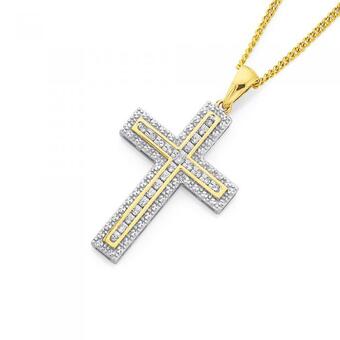 Prouds 9ct gold diamond cross pendant offer