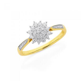 Prouds 9ct gold diamond miracle set starlight dress ring offer
