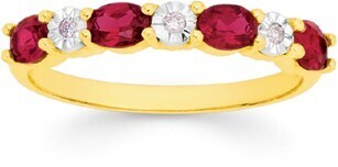 Prouds 9ct gold created ruby & diamond ring offer