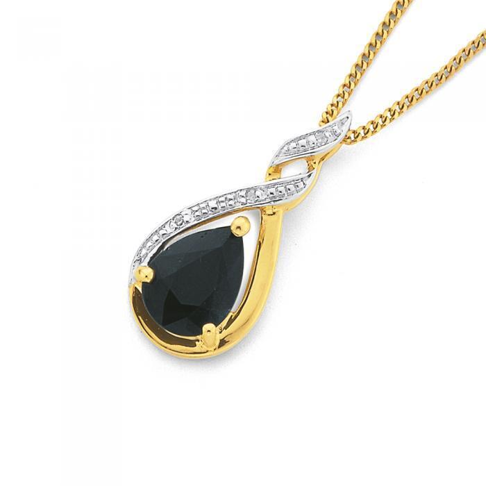 9ct gold sapphire & diamond pendant offer at Prouds