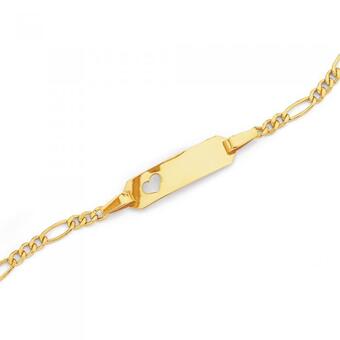 Prouds 9ct gold 16cm childrens heart identity bracelet offer