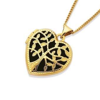 Prouds 9ct gold 18mm tree of life heart locket offer