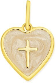 Prouds 9ct gold cream mother of pearl heart pendant offer