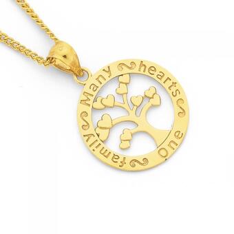 Prouds 9ct gold tree of life message pendant offer