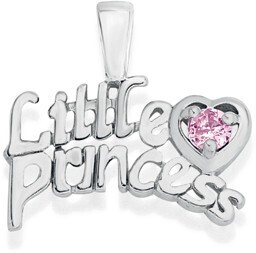 Prouds Sterling silver pink cubic zirconia little princess pendant offer