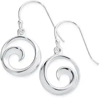 Prouds Sterling silver swirl drop earrings offer