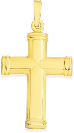 Prouds 9ct gold gents 30mm capped ends cross pendant offer
