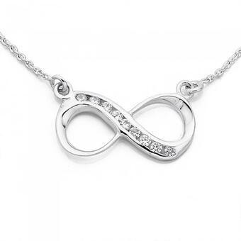 Prouds Sterling silver cubic zirconia infinity necklet offer