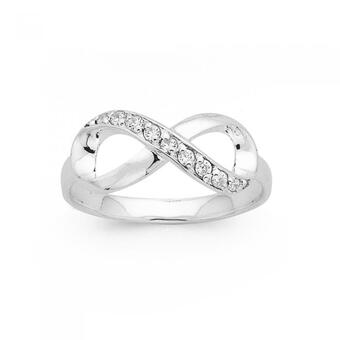 Prouds Sterling silver cubic zirconia infinity ring offer