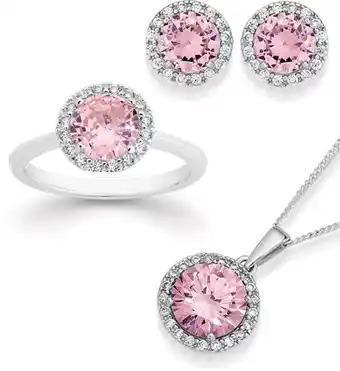 Prouds Sterling silver pink cubic zirconia cluster set offer