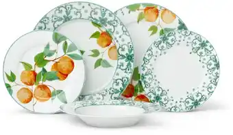 Myer Heritage 12pc valenica orange dinner set in green offer