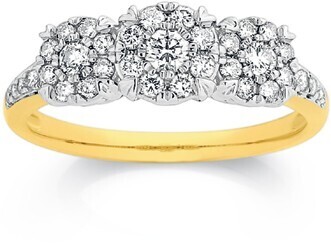 Angus & Coote 9ct gold diamond trilogy ring offer