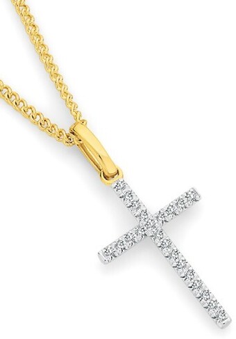 Angus & Coote 9ct gold diamond cross pendant offer
