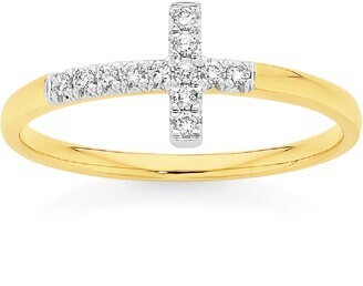Angus & Coote 9ct gold diamond cross ring offer