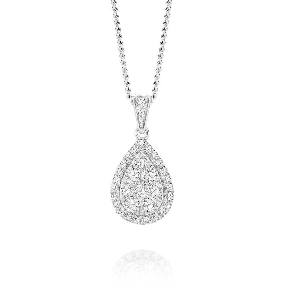 9ct white gold diamond teardrop pendant offer at Angus & Coote