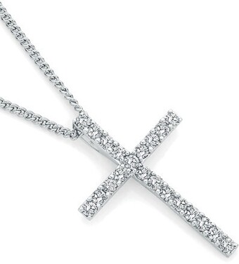 Angus & Coote 9ct white gold diamond cross pendant offer