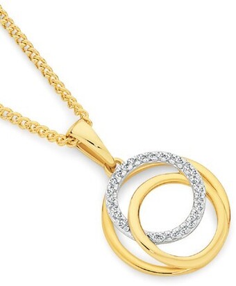 Angus & Coote 9ct gold diamond triple circle pendant offer