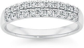 9ct white gold diamond double row band