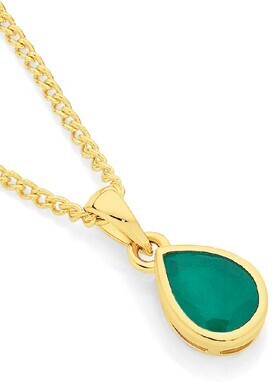 Angus & Coote 9ct gold natural emerald pendant offer