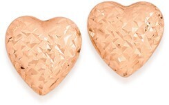 Angus & Coote 9ct rose gold 8mm diamond-cut heart stud earrings offer
