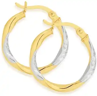 Angus & Coote 9ct gold two tone hoop earrings offer