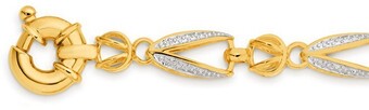Angus & Coote 9ct gold two tone 19cm solid tulip link bolt ring bracelet offer