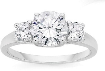 Angus & Coote Sterling silver three stone cubic zirconia ring offer