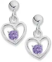 Angus & Coote Sterling silver kids purple cubic zirconia drop earrings offer
