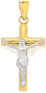 9ct gold kids two tone 18mm crucifix pendant